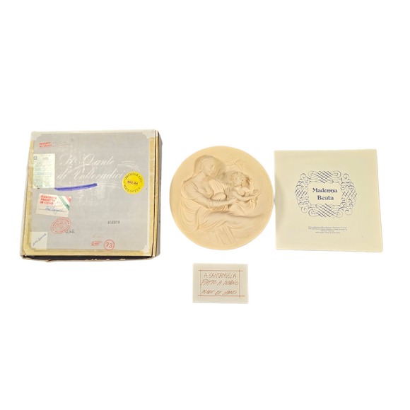 Dante Di‎ Volteradici Alabaster Plate Madonna Beata Artist Alberto Santangela - Picture 1 of 14
